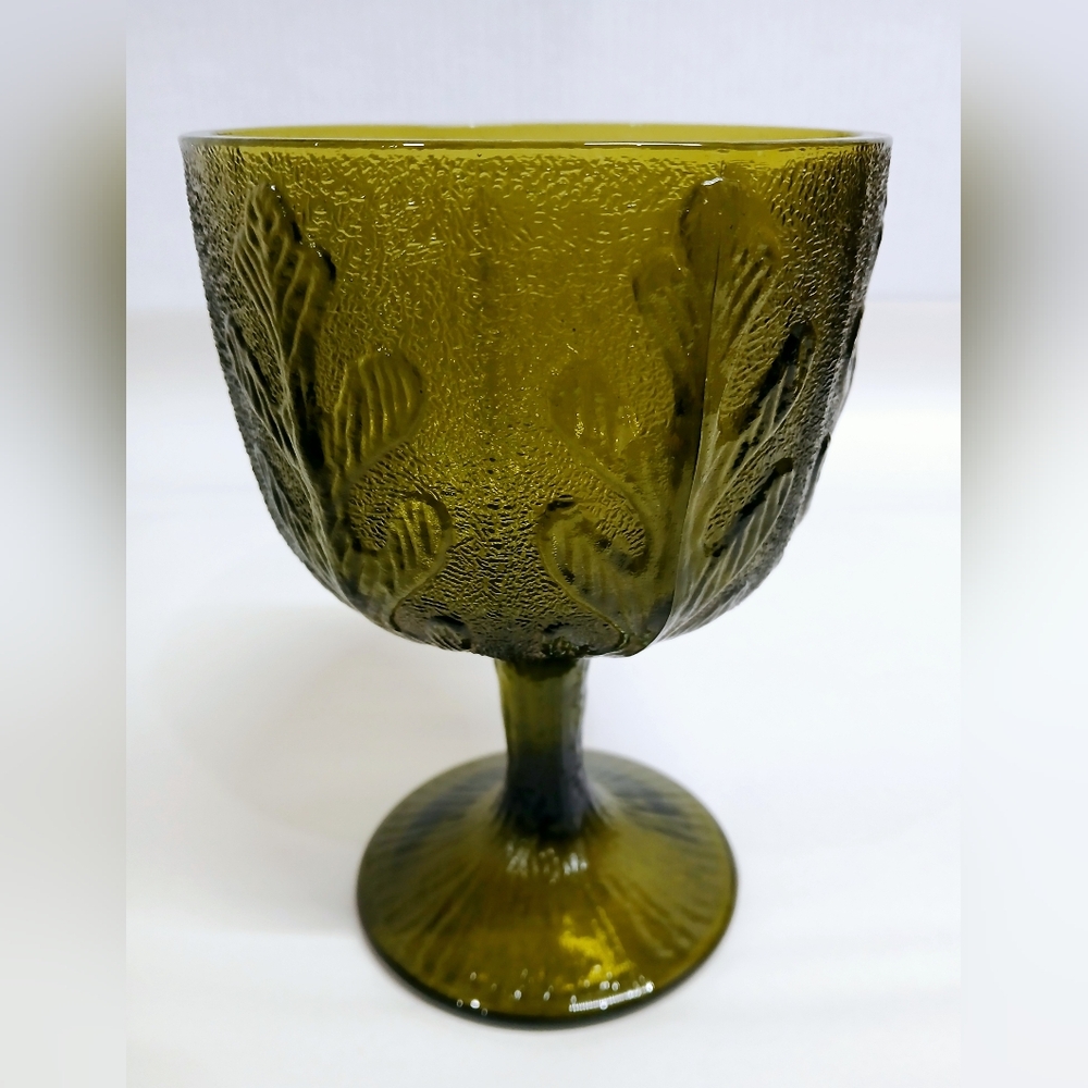 Intricate Olive Green Glass Art Dish